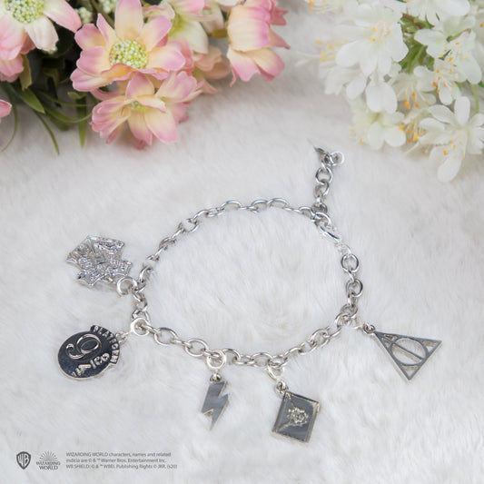 Harry Potter 5 Charm Bracelet with Hogwarts and Deathly Hallows, alternate view