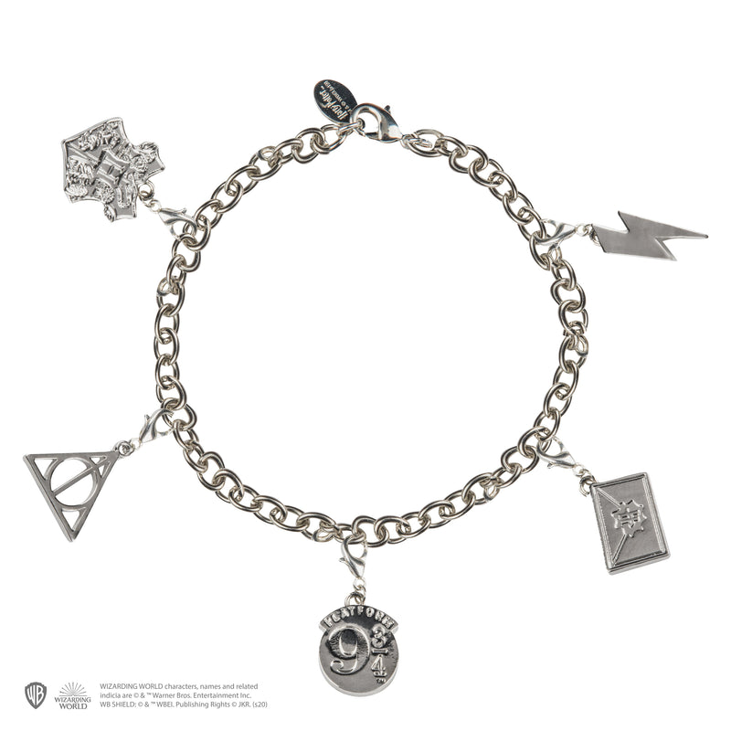 Harry Potter 5 Charm Bracelet with Hogwarts and Deathly Hallows, packaging shot