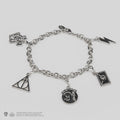 Harry Potter 5 Charm Bracelet with Hogwarts and Deathly Hallows, size reference
