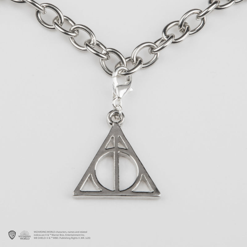 Harry Potter 5 Charm Bracelet with Hogwarts and Deathly Hallows, close-up detail