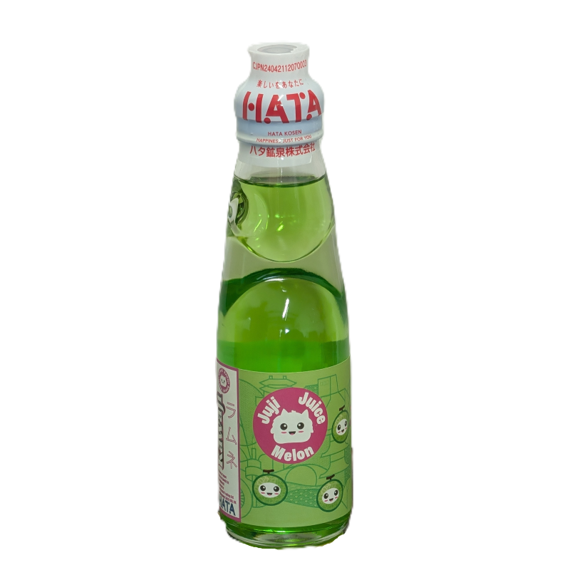 Juji Juice - Melon Flavour Ramune, side angle