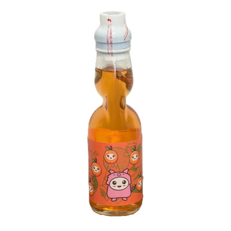 Juji Juice - Orange Flavour Ramune, close-up detail