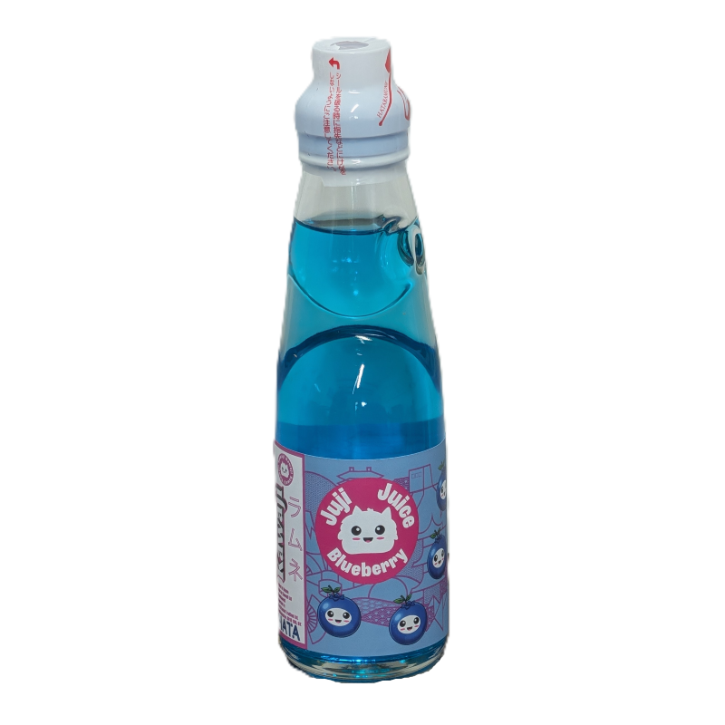 Juji Juice - Blueberry Flavour Ramune, close-up detail