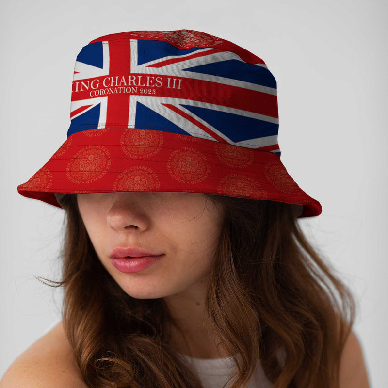 King Charles Emblem - Commemorative - Bucket Hat, close-up detail