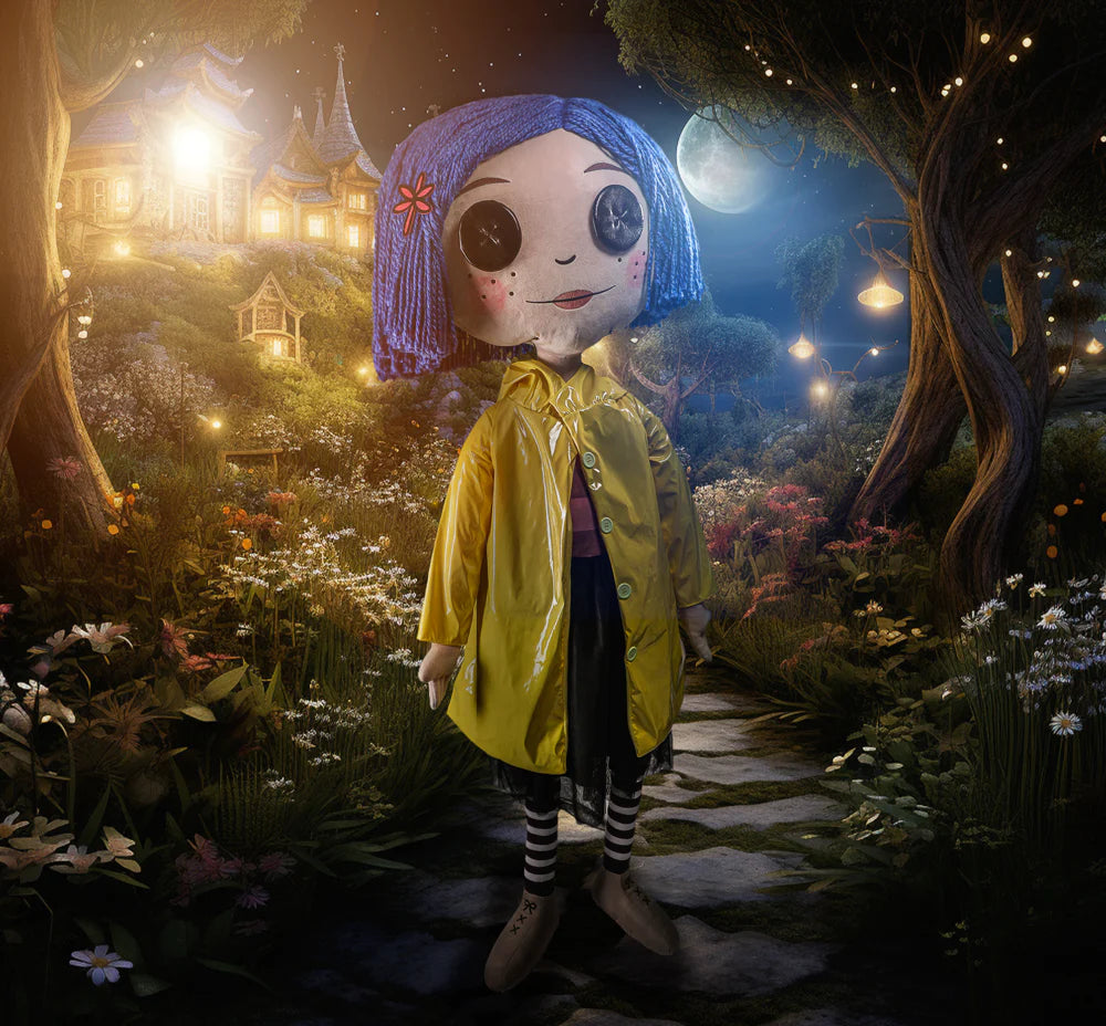 NECA Coraline With Button Eyes Life-Size 5ft Tall Plush Doll & Stand