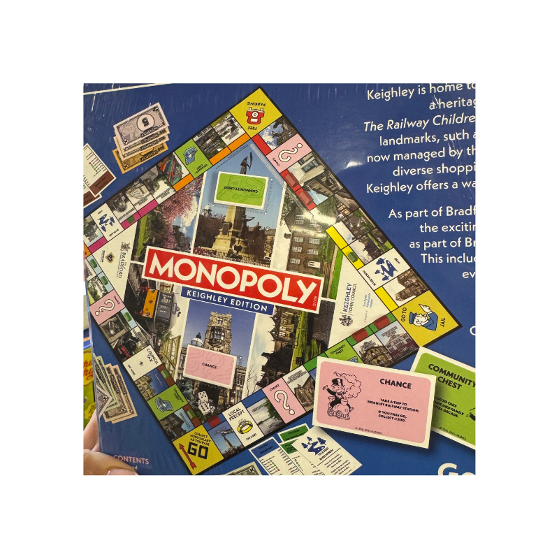 Monopoly Keighley Edition Board Game, side angle