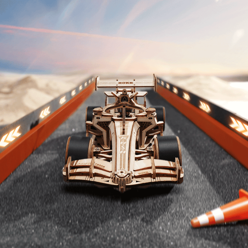 F1 Racing Car LK505 3D Wooden Puzzle, close-up detail