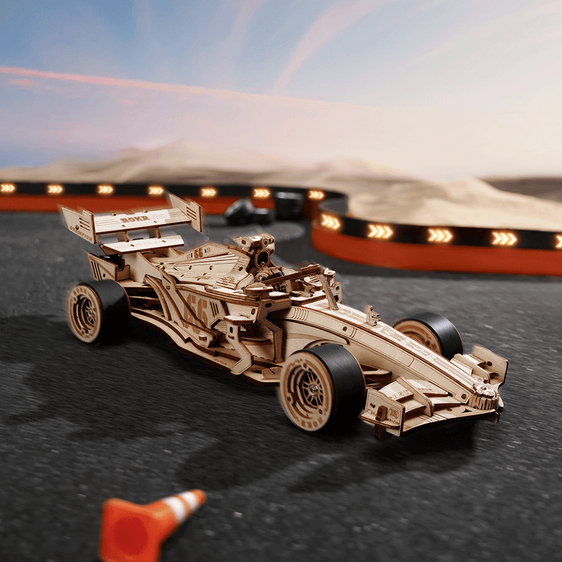 F1 Racing Car LK505 3D Wooden Puzzle, side angle