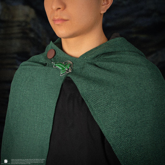 Lord of the Rings Hobbit Cloak with Lorien Leaf Brooch