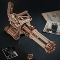 Rotating-Barrel Machine Gun 3D Wooden Puzzle, close-up detail