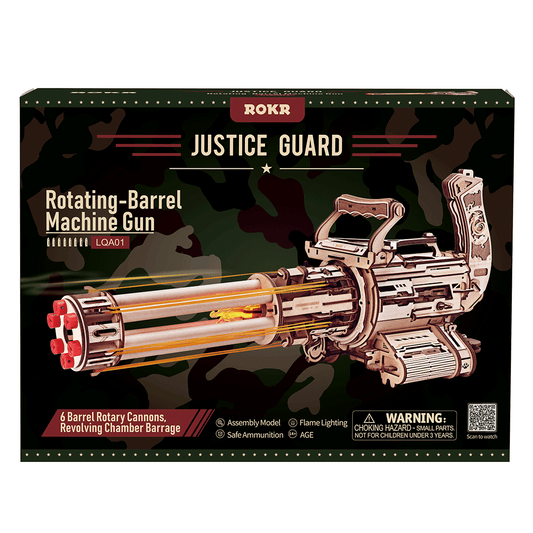 Rotating-Barrel Machine Gun 3D Wooden Puzzle, alternate view