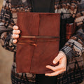 Reclaimed Saddlery Leather Journals, close-up detail