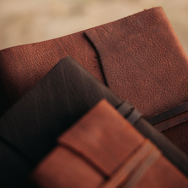 Reclaimed Saddlery Leather Journals, packaging shot