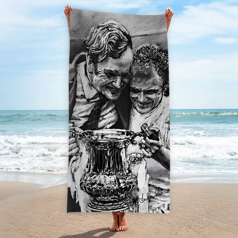 Lee Buccilli - Bremner & Revie - Beach Towel - 150cm x 75cm collectible from https://britishmade.gifts/