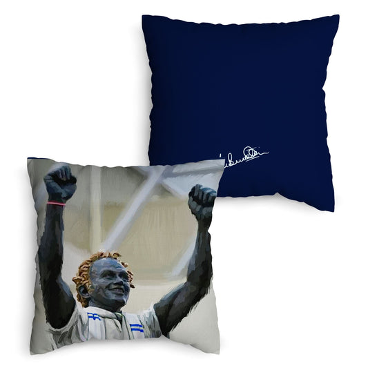 Lee Buccilli - Bremner statue - Cushion, Three Sizes collectible from https://britishmade.gifts/