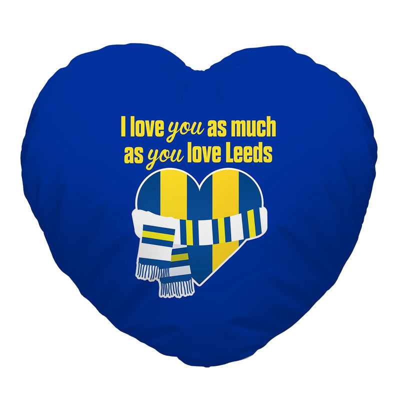 Love You as much as You Love Leeds - Heart Shaped Cushion collectible from https://britishmade.gifts/
