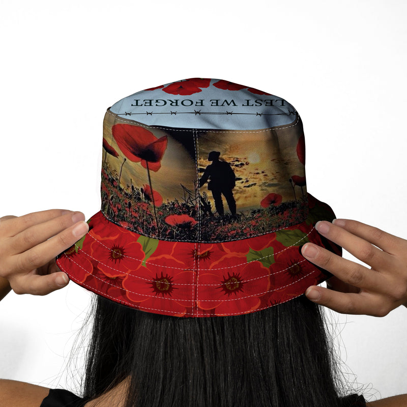 Lest We Forget Bucket Hat, close-up detail