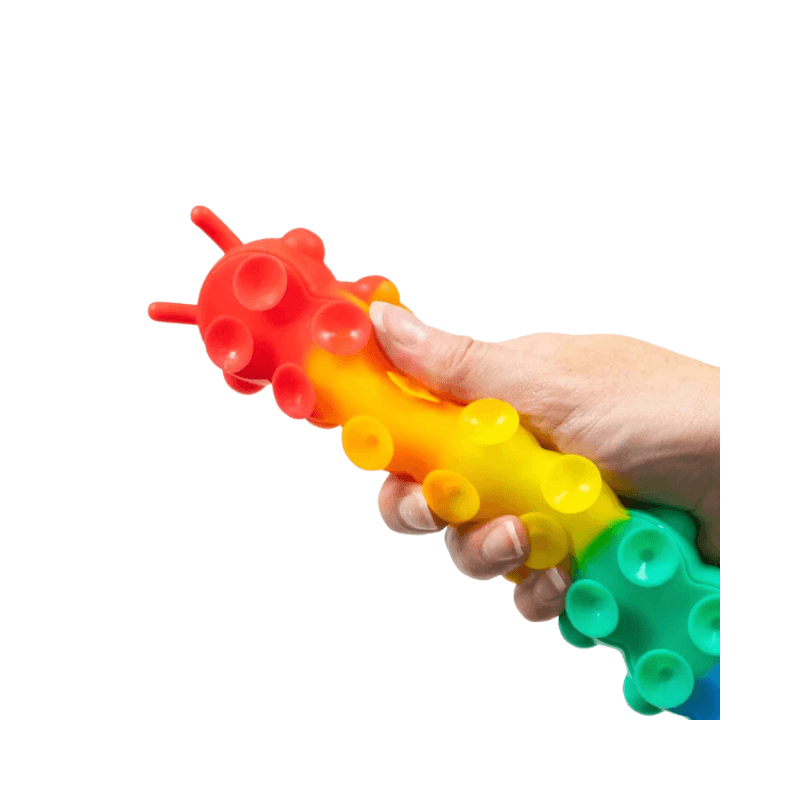 Light Up Push Popper Fidget Caterpillar, close-up detail
