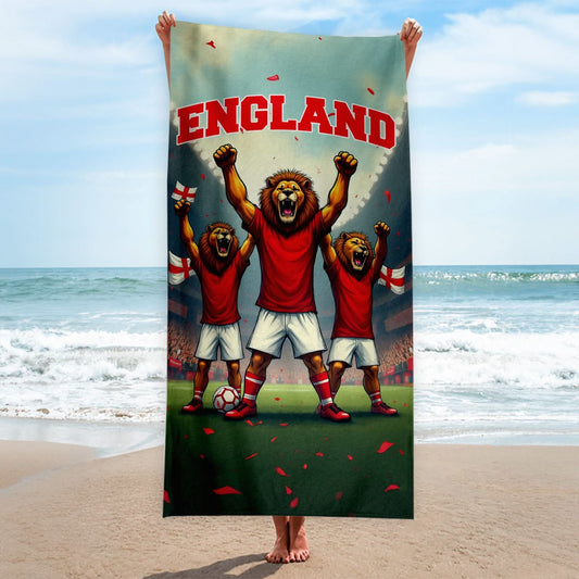 England - 3 Lions Stadium - Beach Towel collectible from https://britishmade.gifts/