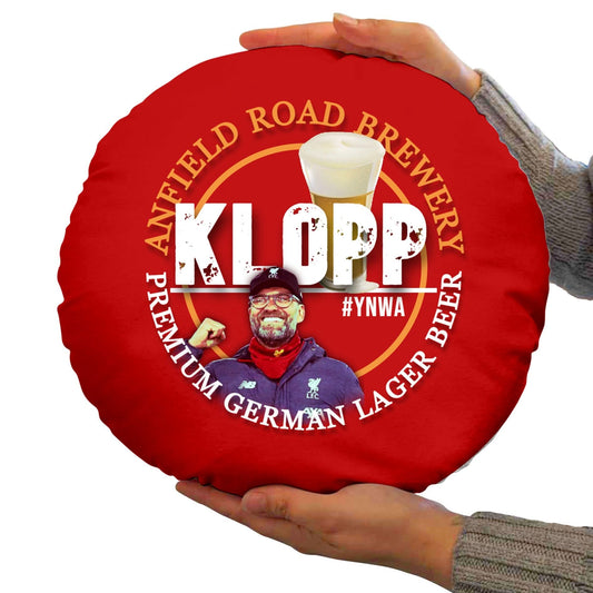 Liverpool Klopp - Football Legends - Circle Cushion 14 collectible from Liverpool FC https://britishmade.gifts/