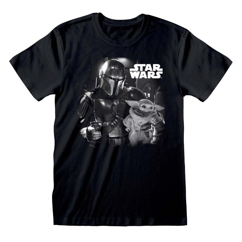 Star Wars The Mandalorian Black & White T-Shirt collectible from Heroes Inc Dropship