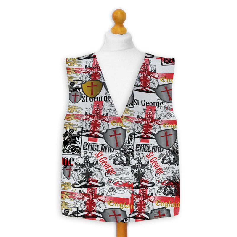 St George All over Pattern - Novelty Costume Fancy Dress Waistcoat ( 4 sizes available ), side angle