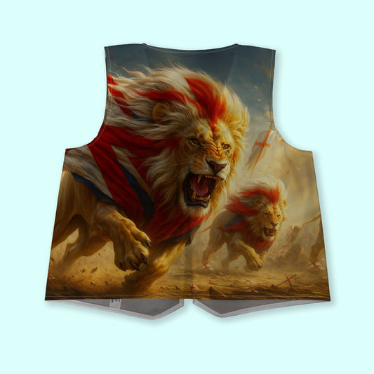 Lions with England flags - Novelty Costume Fancy Dress Waistcoat ( 4 sizes available ) collectible from https://britishmad...