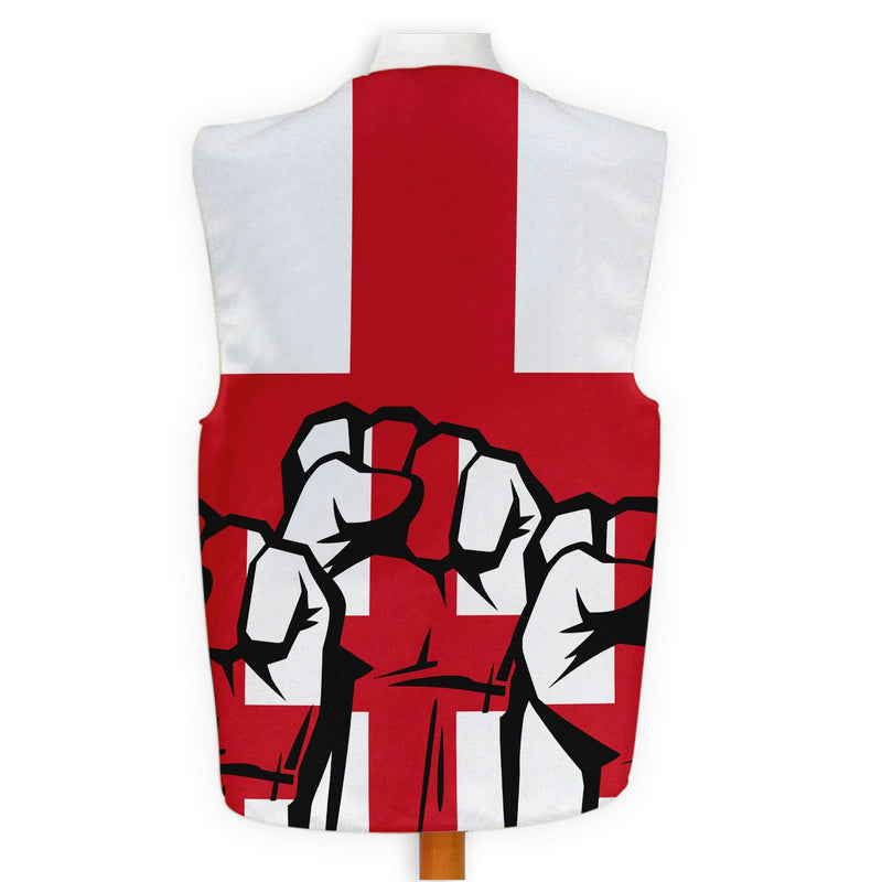 St George Fists Raised - Novelty Costume Fancy Dress Waistcoat ( 4 sizes available ), close-up detail