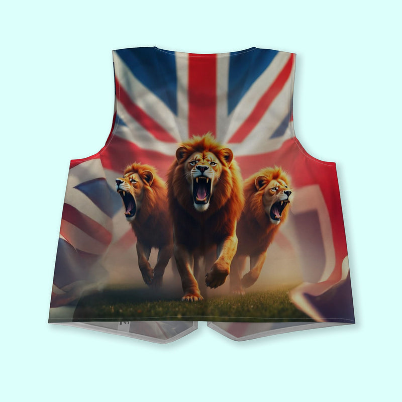 Union Jack 3 Lions - Novelty Costume Fancy Dress Waistcoat ( 4 sizes available ) collectible from https://britishmade.gifts/