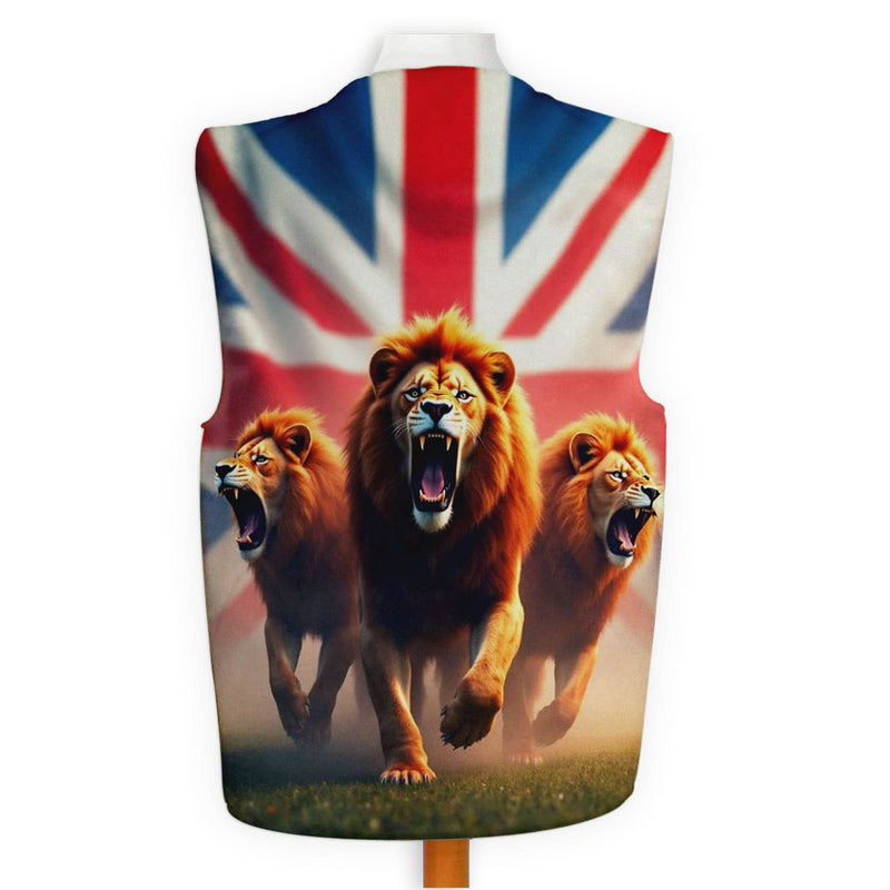 Union Jack 3 Lions - Novelty Costume Fancy Dress Waistcoat ( 4 sizes available ), close-up detail