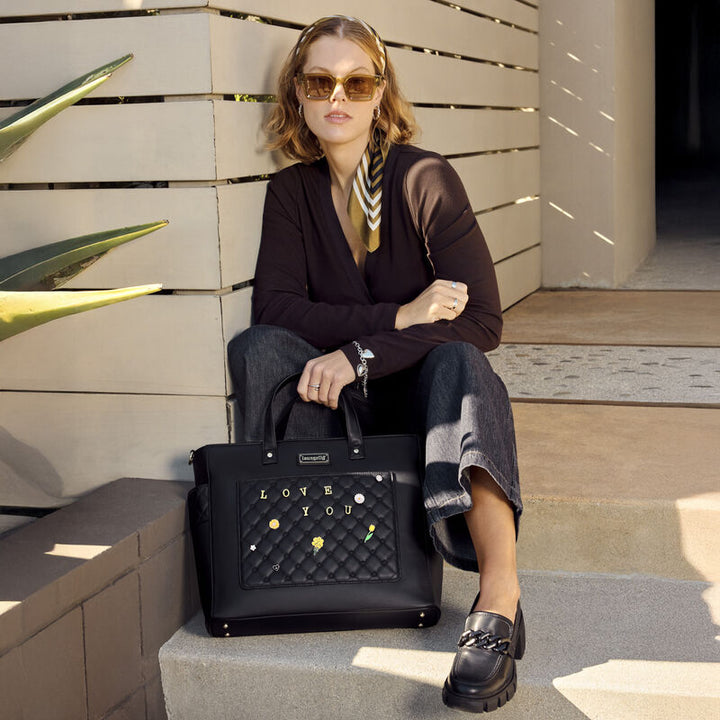 Loungefly The Mo Black Convertible Backpack & Tote Crossbody Pin Trader Bag