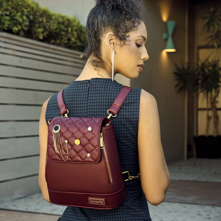 Loungefly The Lilly Red Convertible Mini Backpack & Crossbody Pin Trader Bag