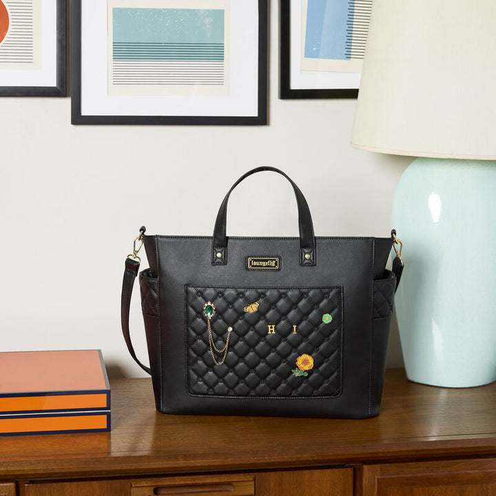 Loungefly The Mo Black Convertible Backpack & Tote Crossbody Pin Trader Bag