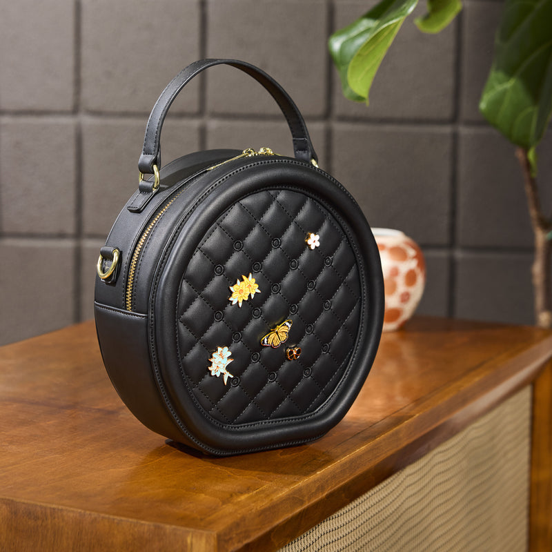 Loungefly - BackStory The Laura Black Crossbody Pin Trader Bag side angle