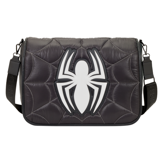 Loungefly - Marvel Spider-Man Black & White Suit Quilted Messenger Crossbody Bag