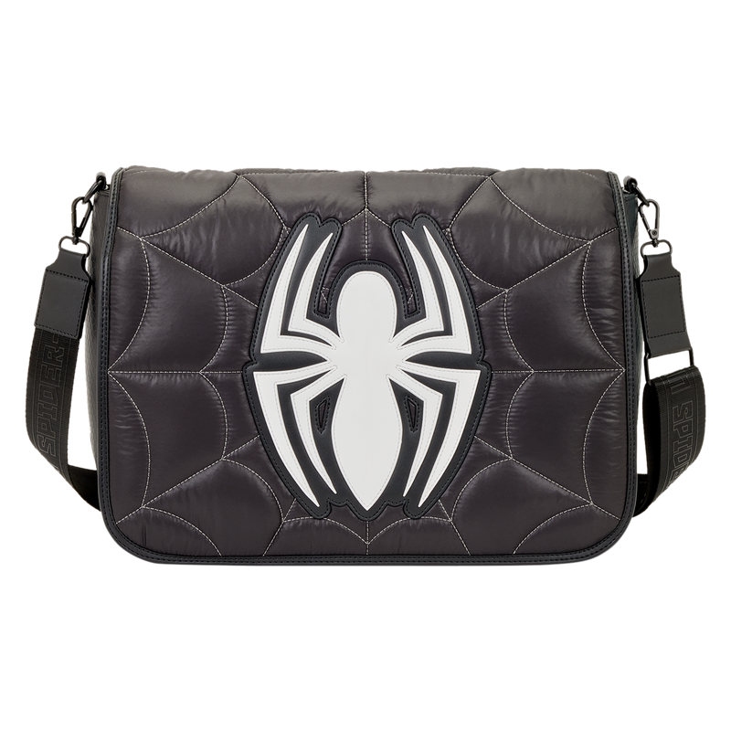 Loungefly - Marvel Spider-Man Black & White Suit Quilted Messenger Crossbody Bag