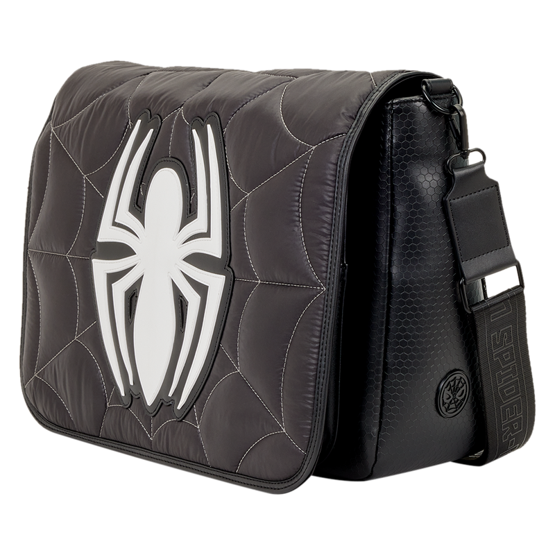 Loungefly - Marvel Spider-Man Black & White Suit Quilted Messenger Crossbody Bag back view