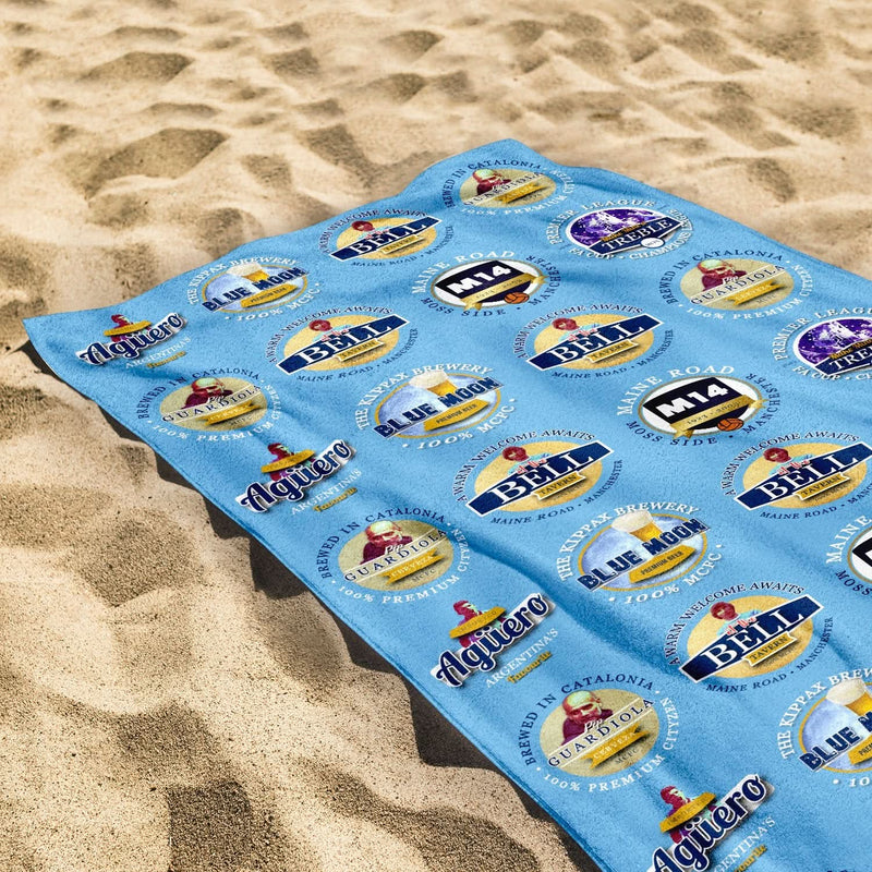 Manchester Blue - Football Legends - Microfibre Beach Towel - 150cm x 75cm collectible from https://britishmade.gifts/