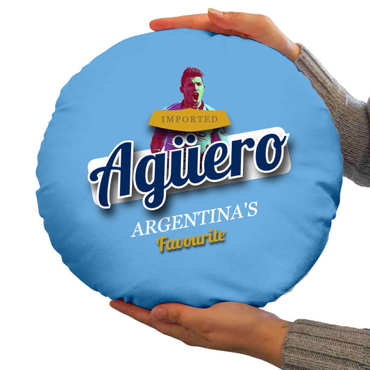 Manchester Blue Aguero - Football Legends - Circle Cushion 14 collectible from https://britishmade.gifts/