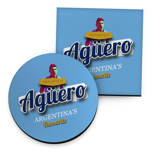 Manchester Blue Aguero - Football Coaster - Square Or Circle collectible from https://britishmade.gifts/