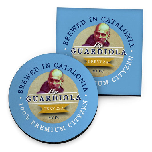 Manchester Blue Guardiola - Football Coaster - Square Or Circle collectible from https://britishmade.gifts/