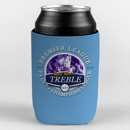 Manchester Blue Treble - Football Legends - Can Cooler collectible from https://britishmade.gifts/