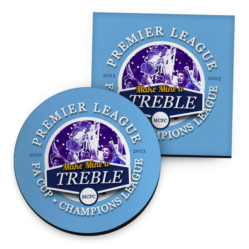 Manchester Blue Treble - Football Coaster - Square Or Circle collectible from https://britishmade.gifts/