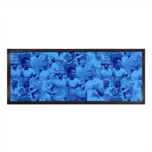 Manchester Blue Montage - Bar Runner collectible from https://britishmade.gifts/