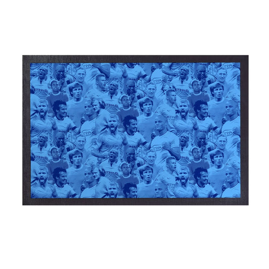 Manchester Blue Montage - Retro Door Mat - 60cm x 40cm collectible from https://britishmade.gifts/