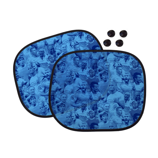 Manchester Blue Montage - Car Sun Shade - Set of 2 collectible from https://britishmade.gifts/
