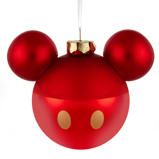 Collectable Disney Glass Ornament - Mickey Mouse Ears & Gold Buttons Design