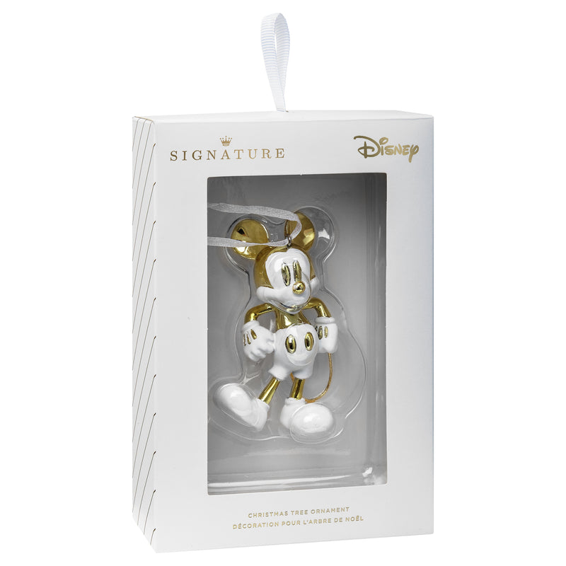 Signature Ceramic Disney Ornament - White & Gold Mickey Mouse Design