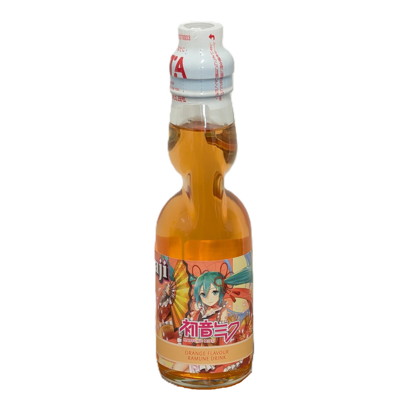 Hatsune Miku Orange Flavour Ramune Soda 200ml, side angle