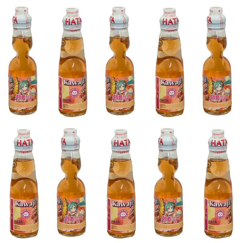 Hatsune Miku Orange Flavour Ramune Soda 200ml, packaging shot